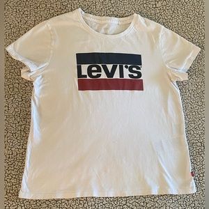 Levi’s Women’s Size Large White Logo Graphic Short Sleeve Tee Shirt